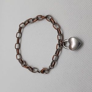 Two Tone Heart Charm Bracelet